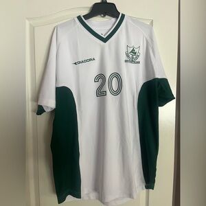 Vintage Diadora White and Green College Emblem Jersey